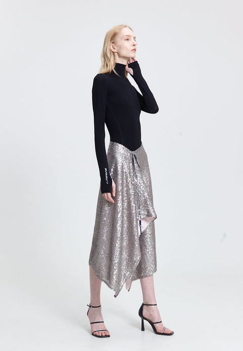 SKIRT WING paillettes silver - ONE SIZE / Paillettes beige -
