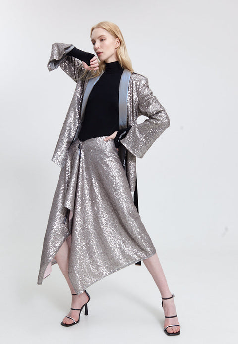 SKIRT WING paillettes silver - ONE SIZE / Paillettes beige -