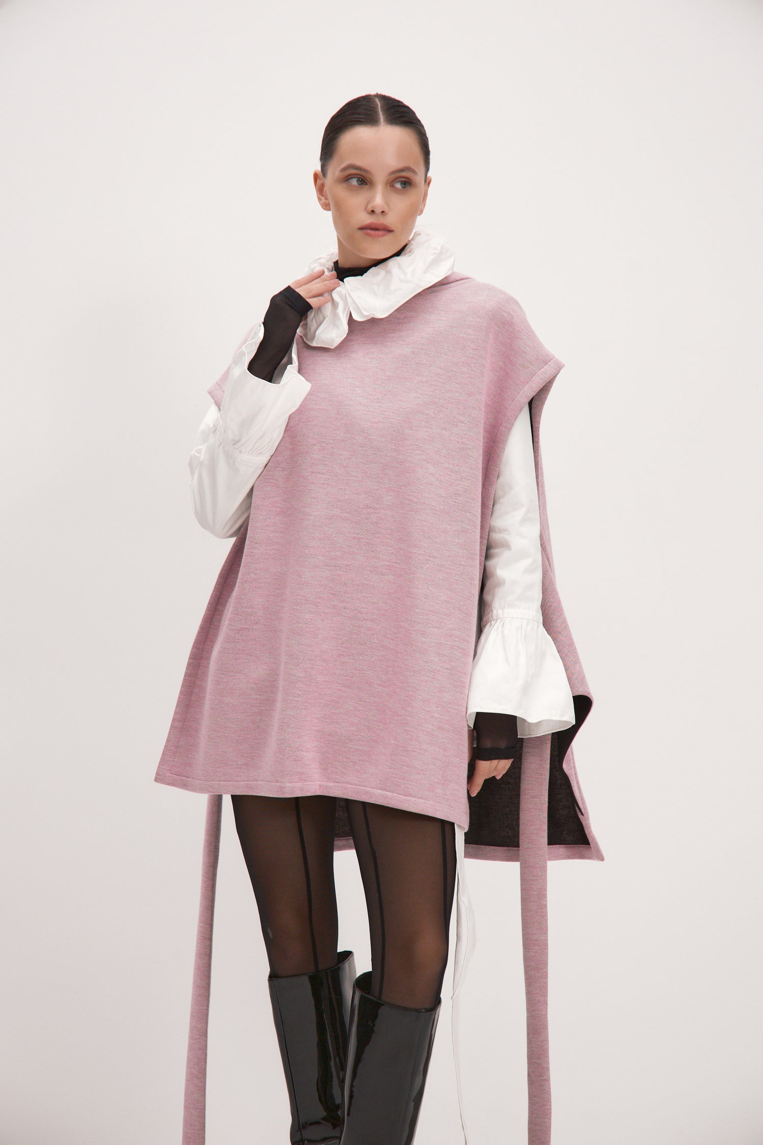 Warm Hooded Vest Rose/Black Reversible - One size - Vest