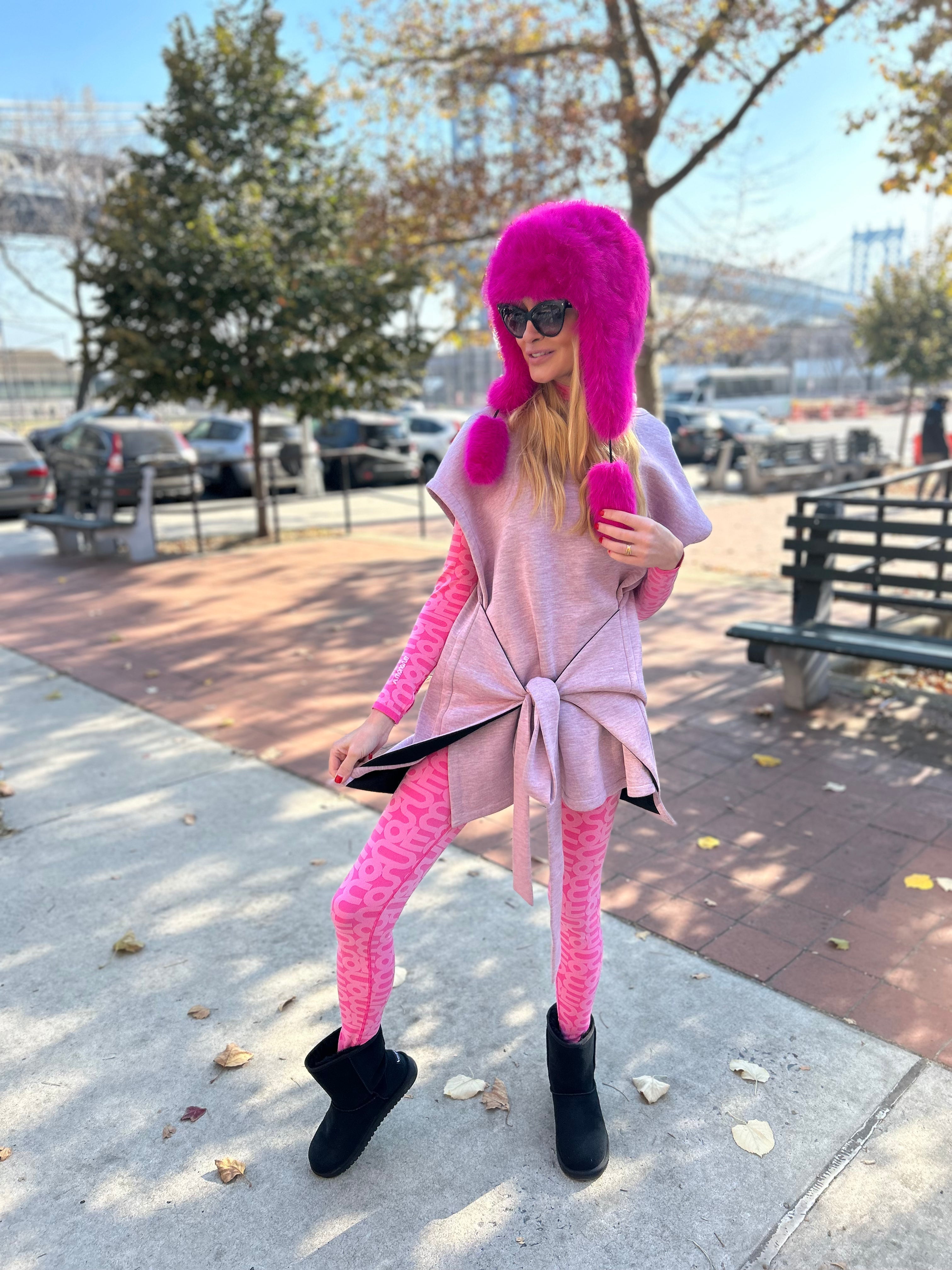 Warm Hooded Vest Rose/Black Reversible - One size - Vest