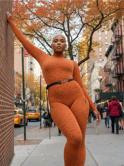 Orange Turtleneck Long Sleeve Full ECO Bodysuit
