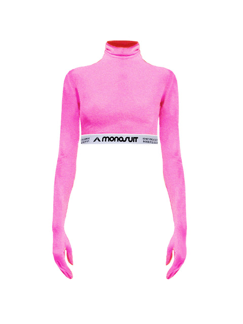 Crop top and Women's Sportswear Leggings in light pink microfiber with  push-up, supportive, ribbed modeling effect, made in Italy. - ARMONIKA -  Invertika