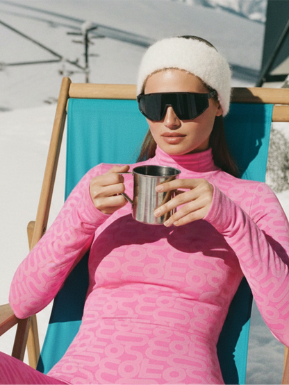 Pink Seamless Turtleneck Long Sleeve Full ECO Bodysuit