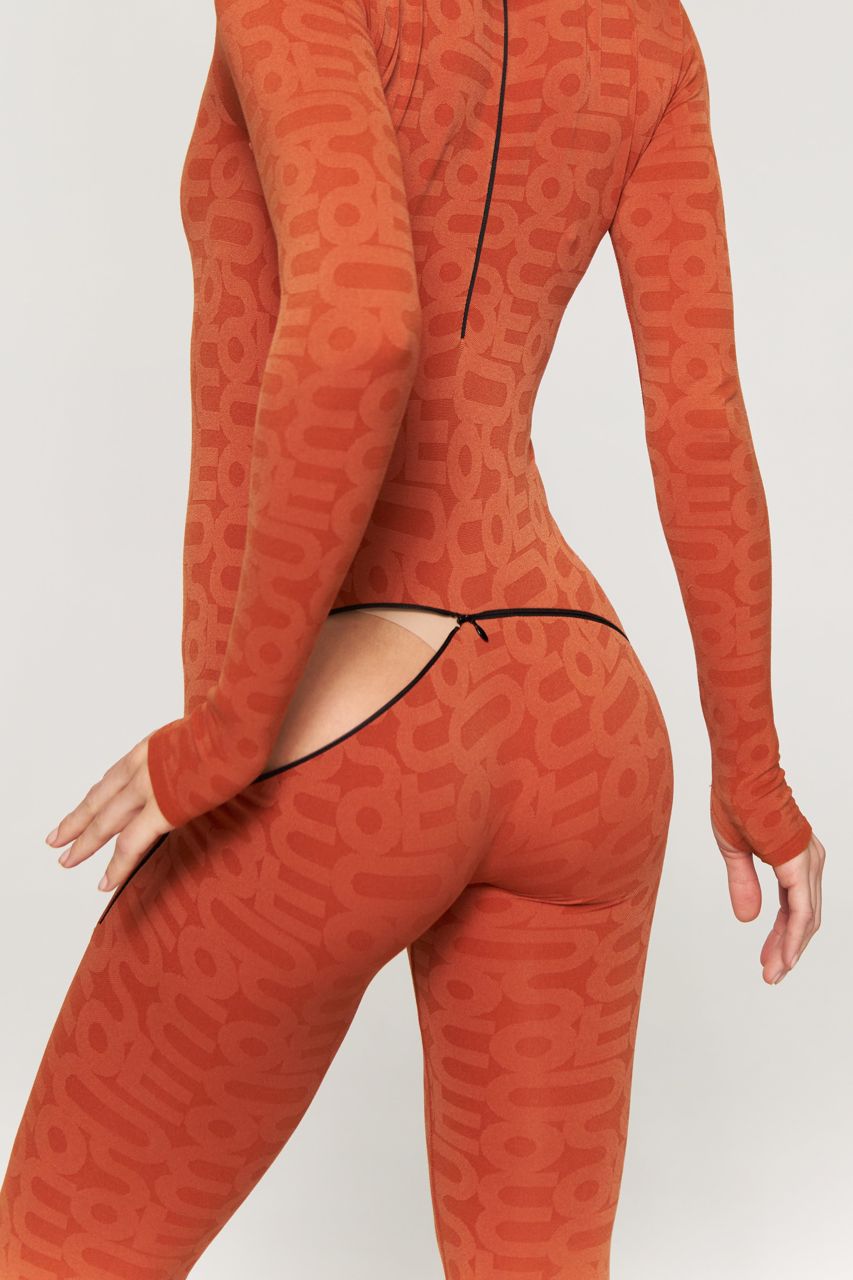 Orange Monosuit jumpsuit smart zippers