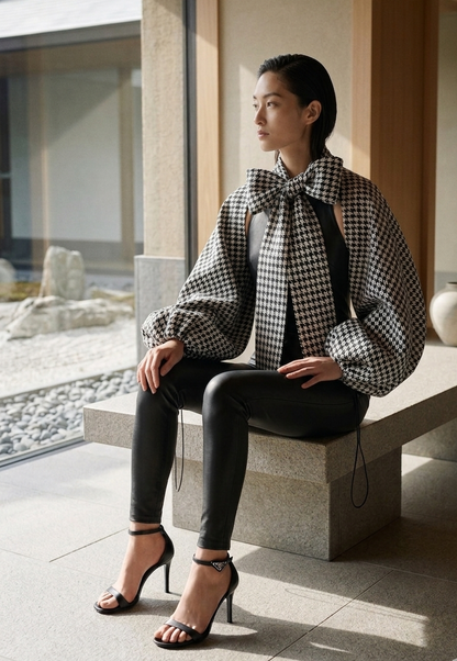 BOLERO Sleeves Herringbone Pattern