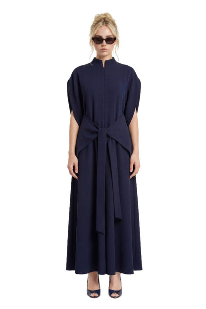 Navy Blue Short Sleeve High Neck Plus Size Japanese Kimono Jumpsuit LEA