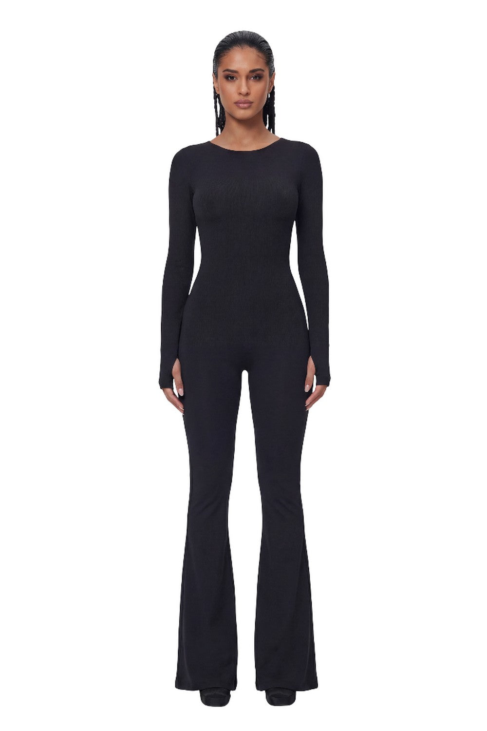 Bootcut Jumpsuit Ribbed Black