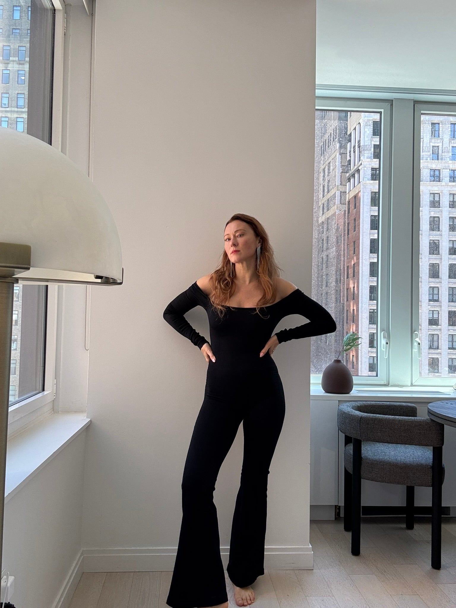 Bootcut Jumpsuit Ribbed Black