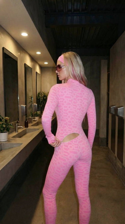 Pink Seamless Turtleneck Long Sleeve Full ECO Bodysuit