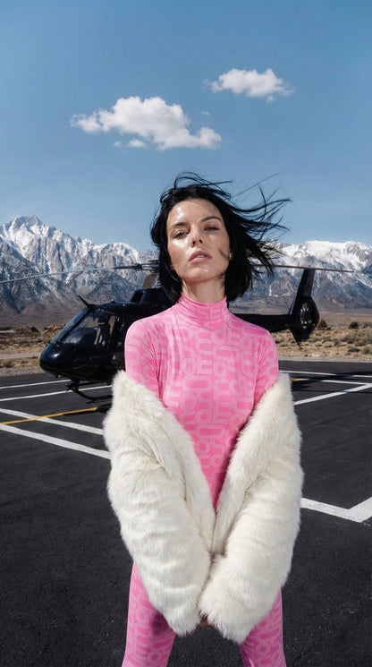 Pink Seamless Turtleneck Long Sleeve Full ECO Bodysuit