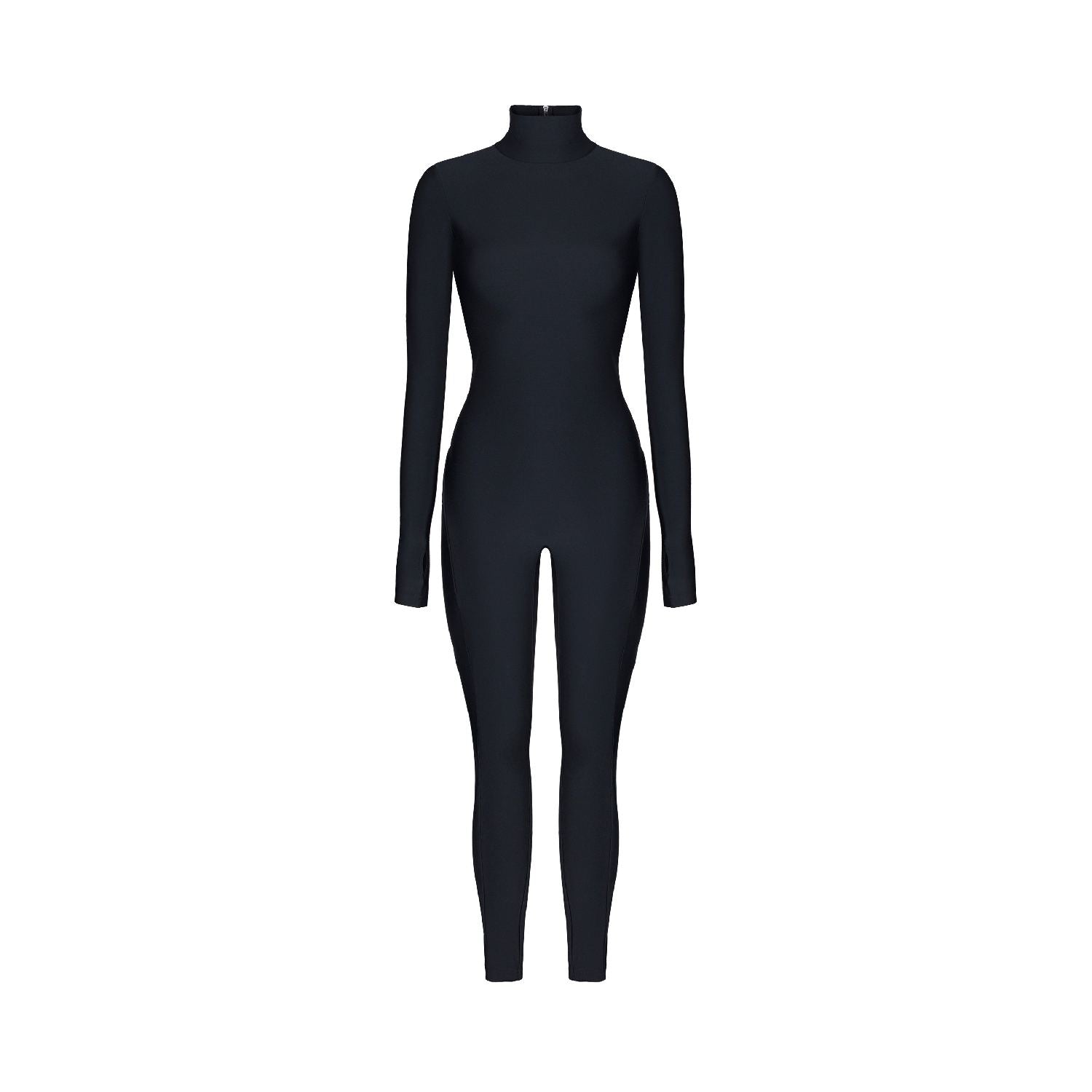 Black Backless Long Sleeve Turtleneck Bodysuit - Bodysuit