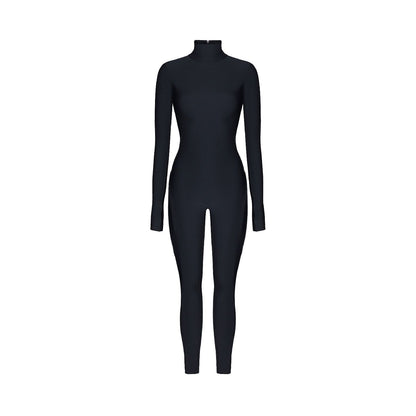 Black Backless Long Sleeve Turtleneck Bodysuit - Bodysuit