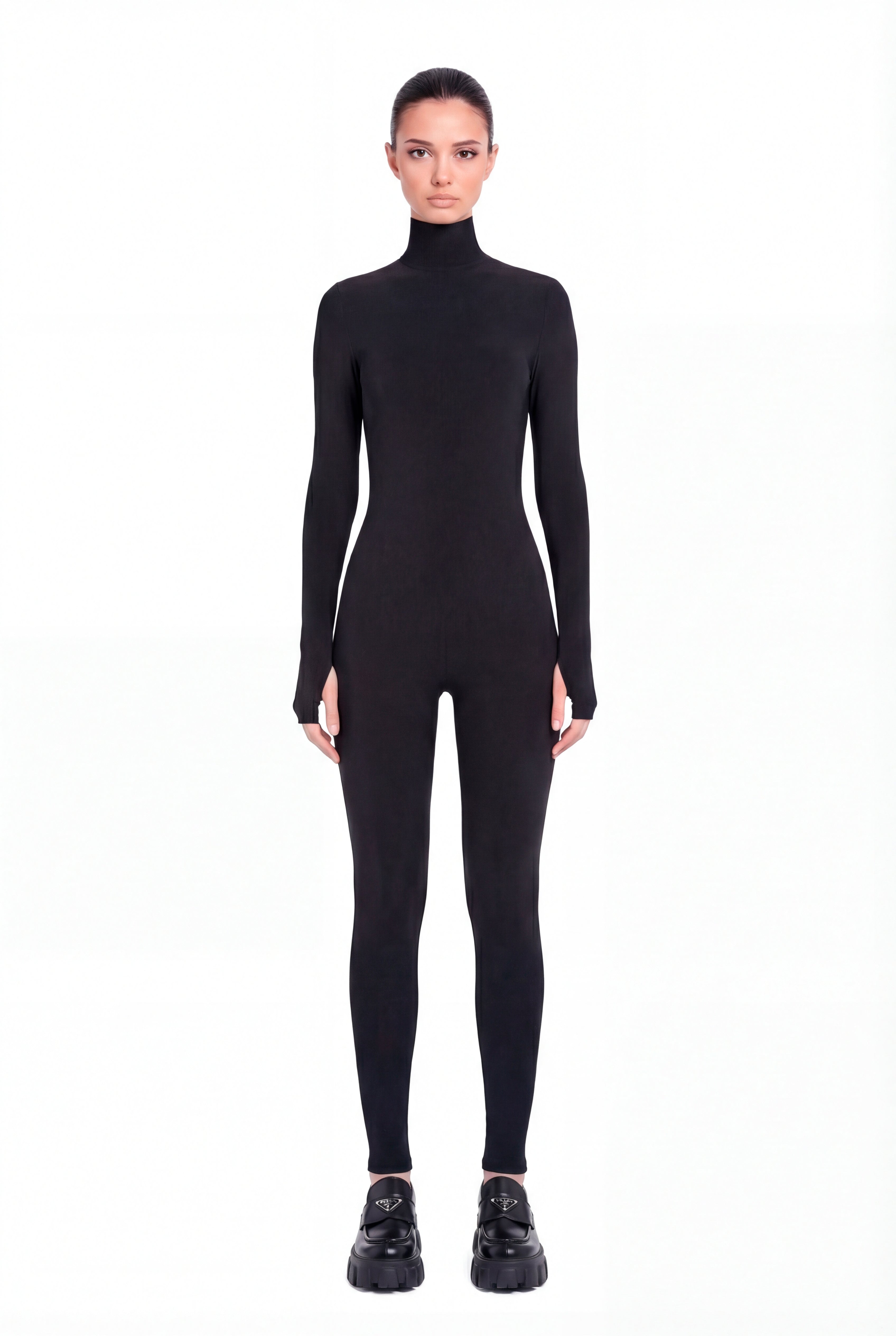 Backless Long Sleeve Turtleneck Bodysuit Cosmic Chic Black