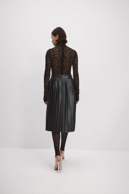 Black Glitter Pleated Wrap Skirt - One Size / Black - Skirts