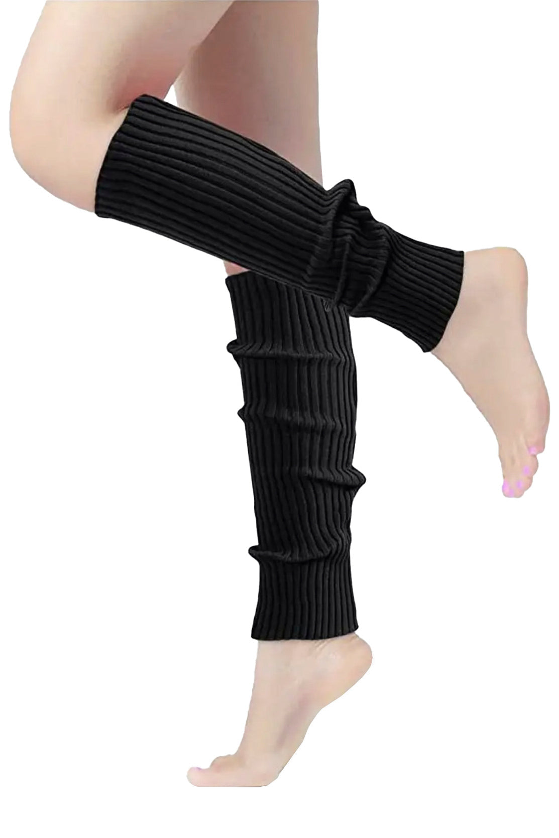 Black Knitted Leg Warmers - One Size / Black - Socks