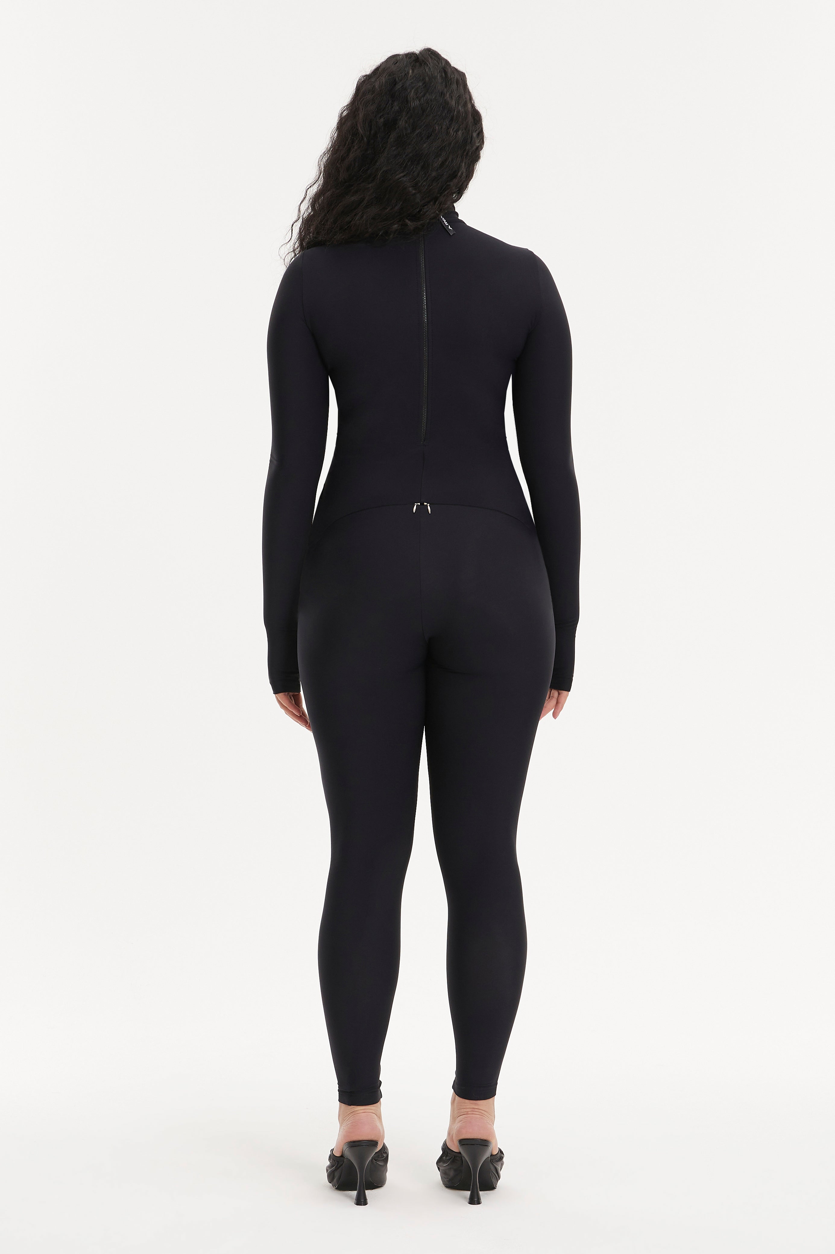 Black Turtleneck Long Sleeve Plus Size Full Bodysuit