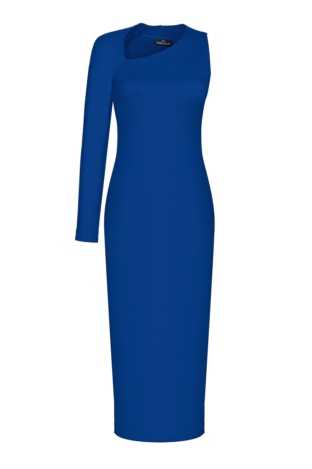 Blue One Sleeve Asymmetric Neck Bodycon Evening Minimalist