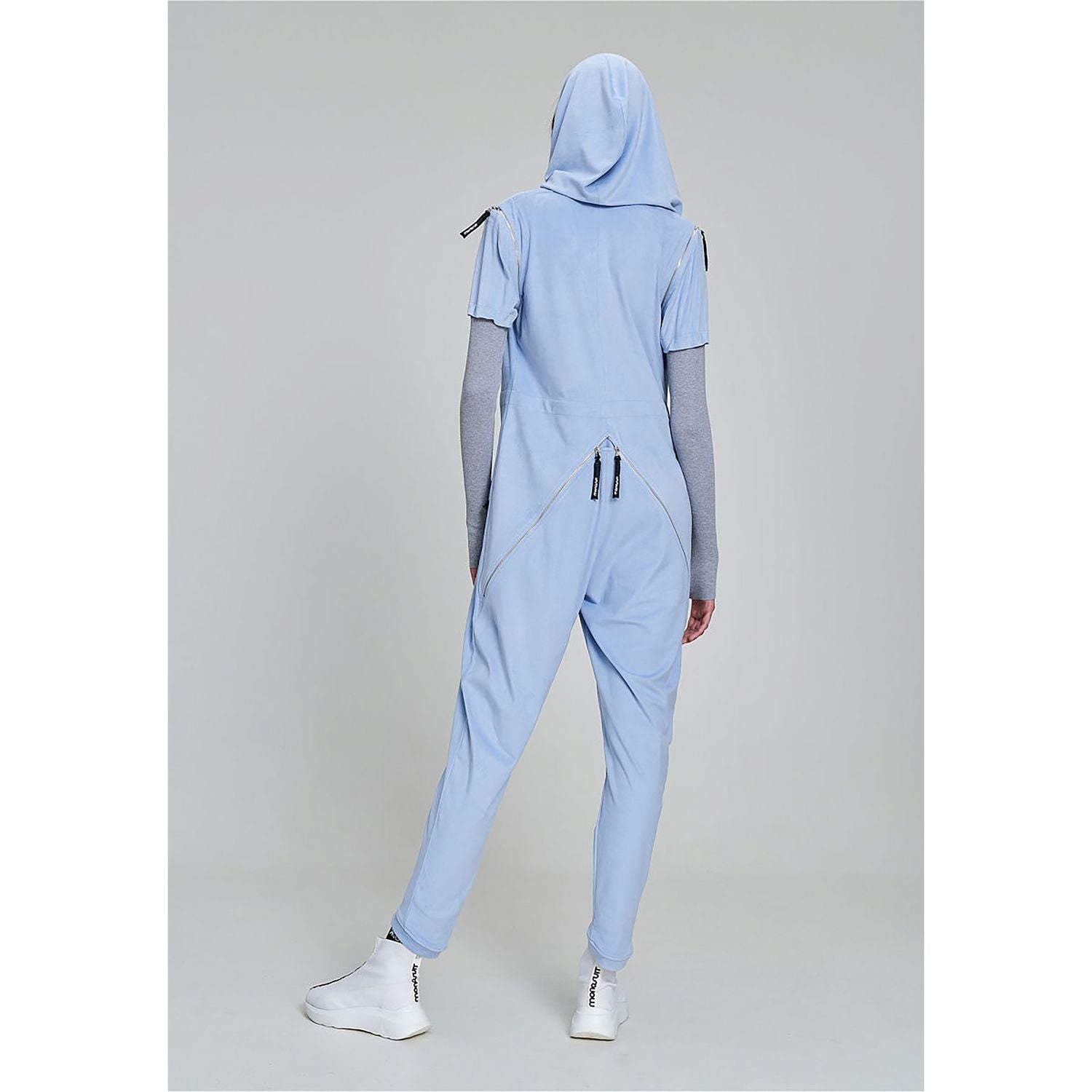 Blue Short/Long Sleeve Hooded Full-Length Belted Casual