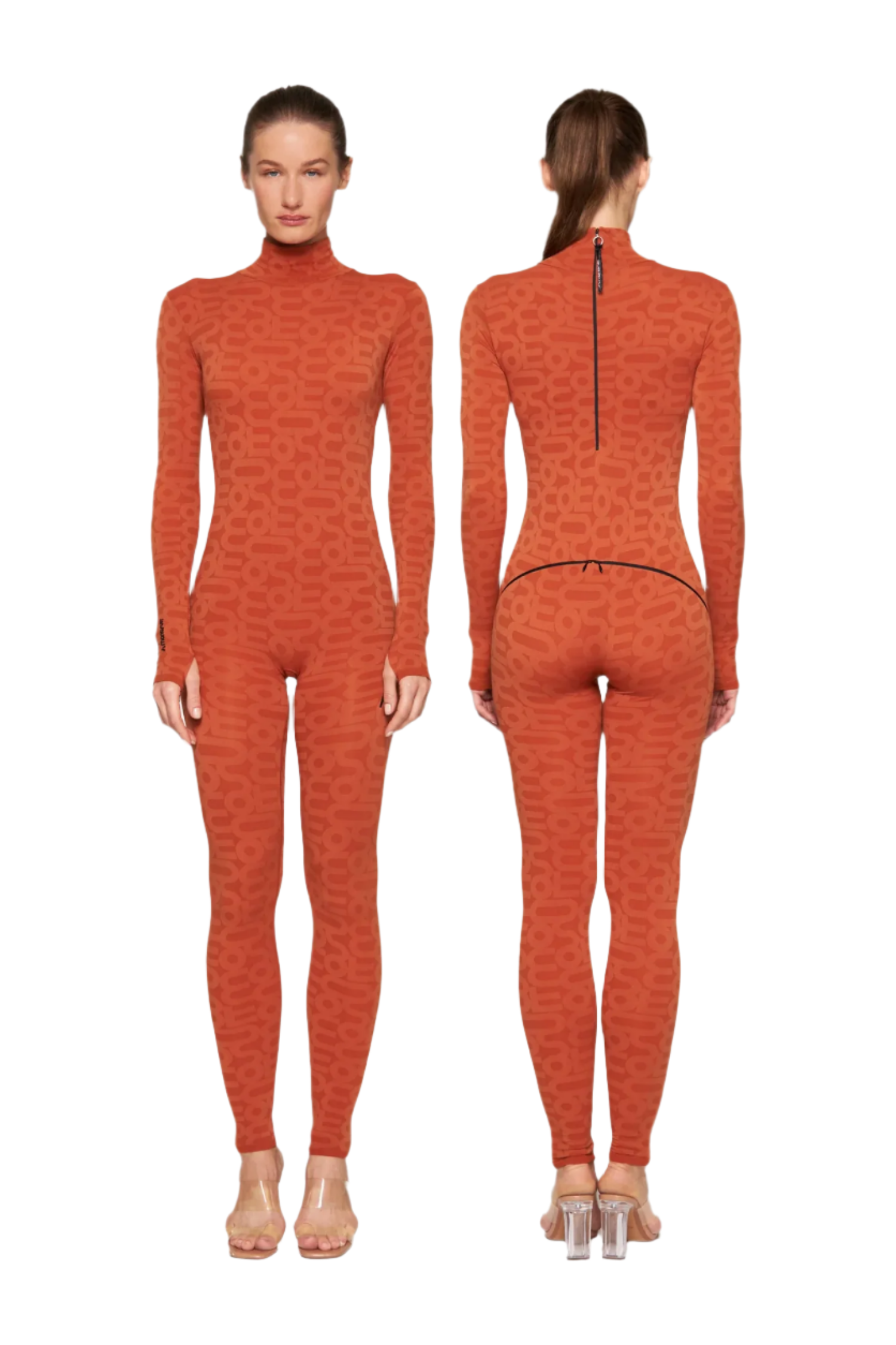 Orange Turtleneck Long Sleeve Full Bodysuit