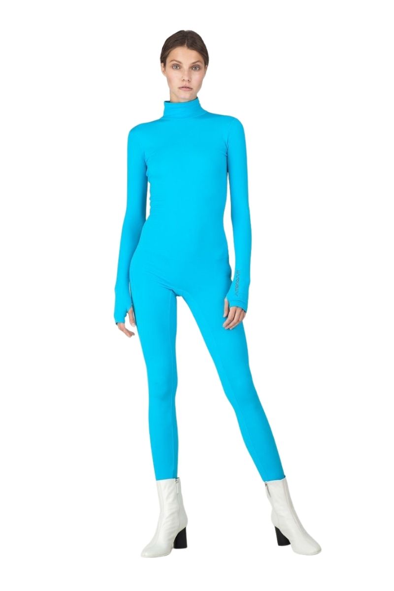 Blue Long Sleeve Turtleneck Full Bodysuit