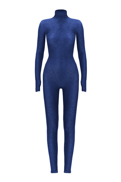 Blue Sparkly Long Sleeve Turtleneck Full Bodysuit