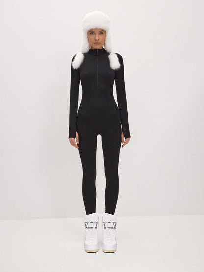 Bodysuit Total Zipper Simple Ribbed Black - Bodysuit