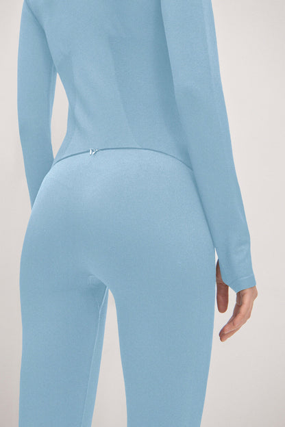 Bodysuit Total Zipper Simple Ribbed Blue - Bodysuit