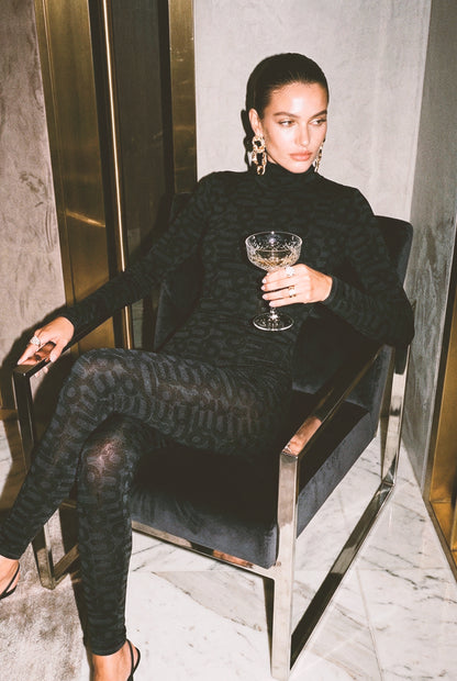 Black Turtleneck Long Sleeve Full Seamless ECO Bodysuit