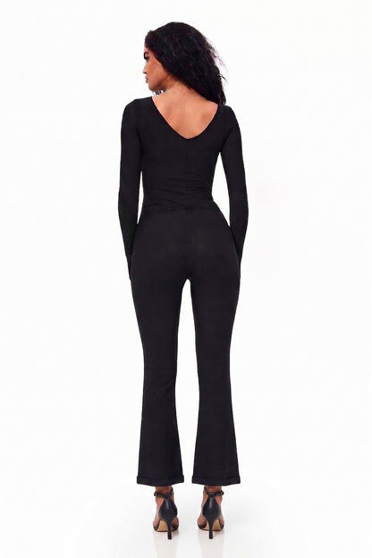 Bootcut Jumpsuit Ribbed Black