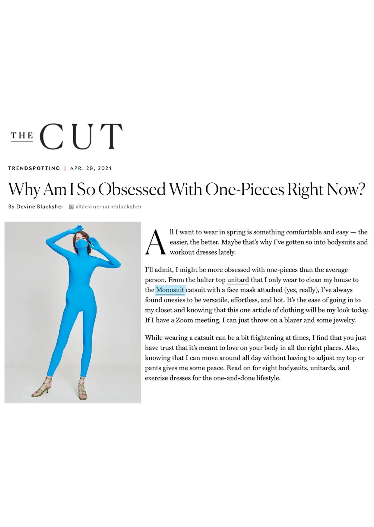 The Cut Monosuit article