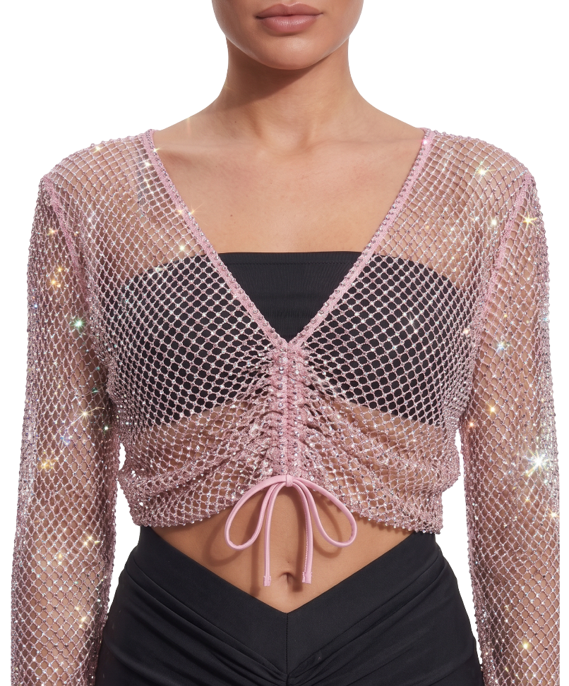 CROPTOP Swarovski crystals pink