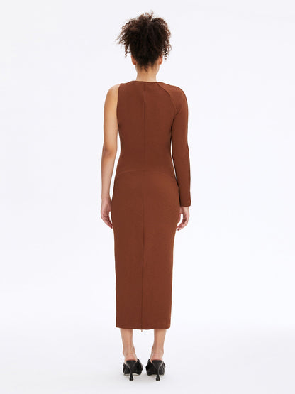 DRESS ASYMMETRIC brown - DRESS