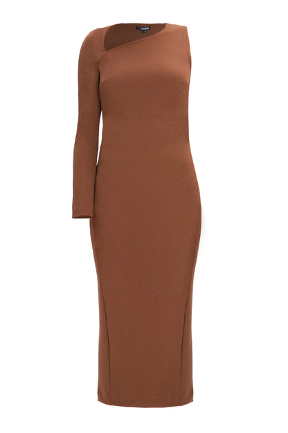 DRESS ASYMMETRIC brown - DRESS