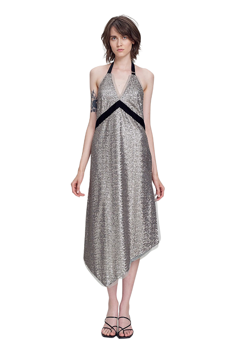 DRESS paillettes silver - S-M / Beige - DRESS