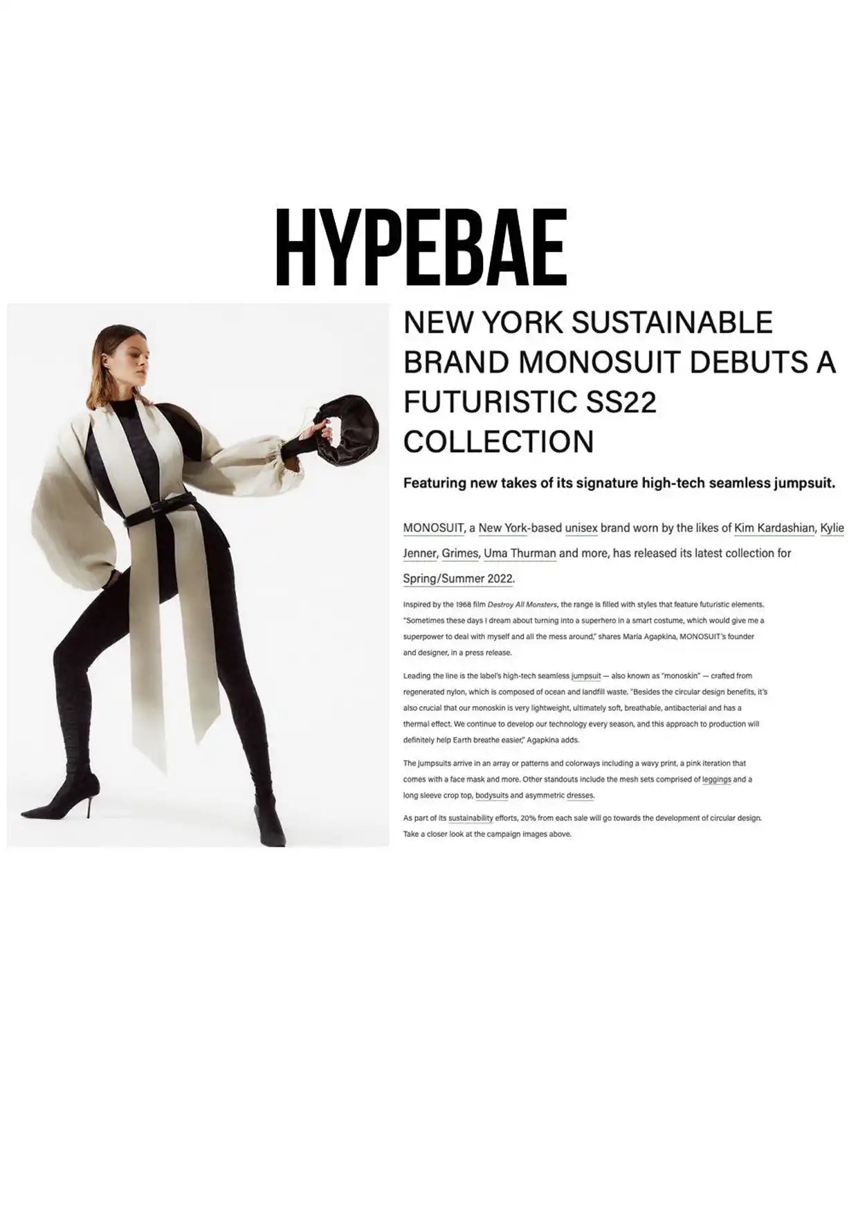 Hypebae Monosuit SS22 collection