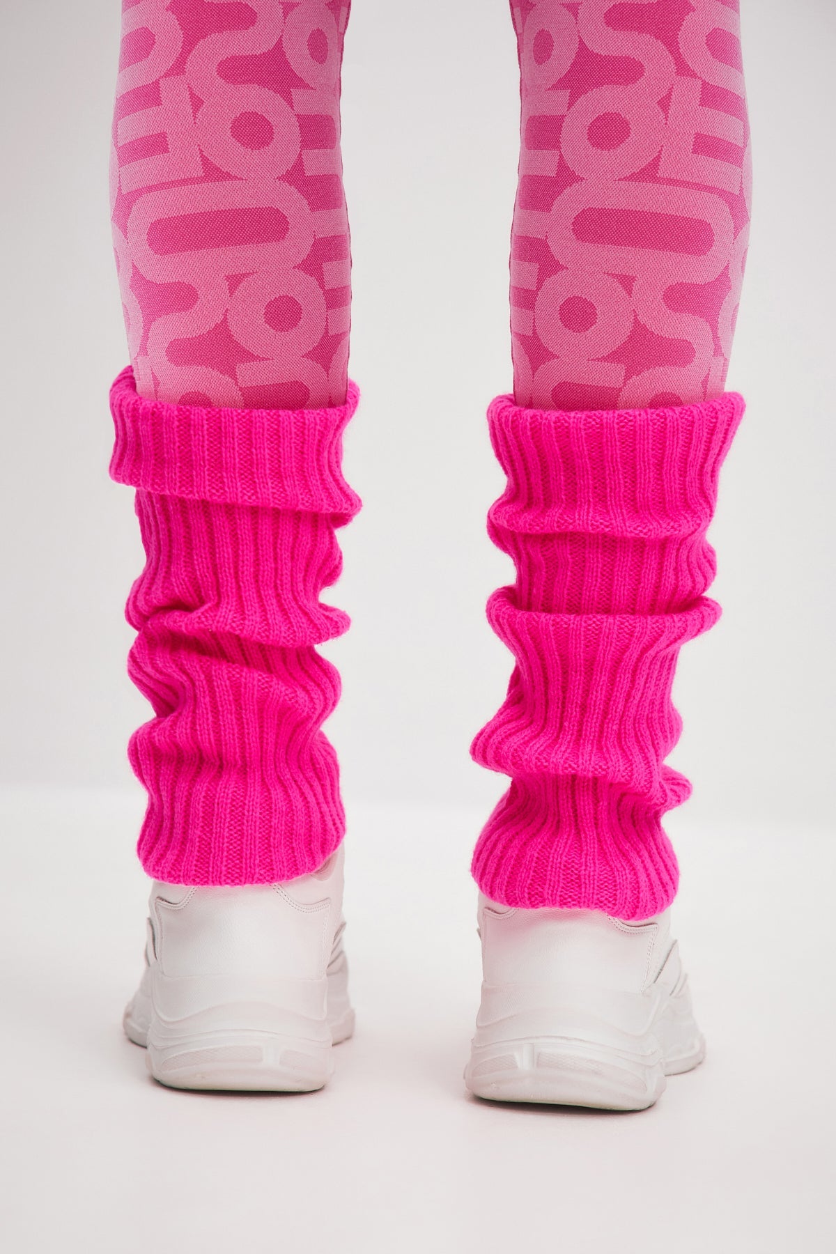 Fuchsia Knitted Leg Warmers - One Size / Pink - Socks