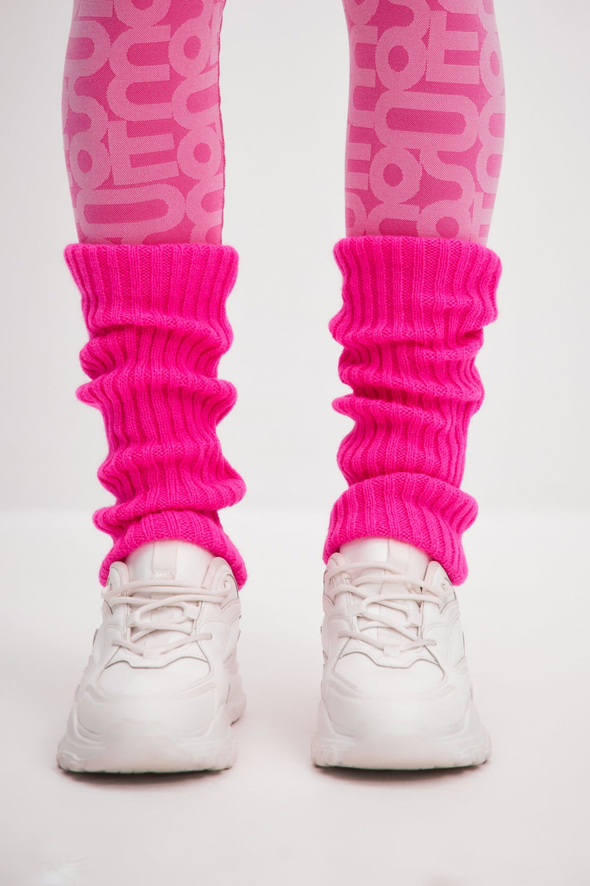 Fuchsia Knitted Leg Warmers - One Size / Pink - Socks