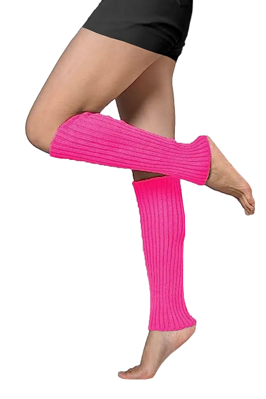 Fuchsia Knitted Leg Warmers - One Size / Pink - Socks