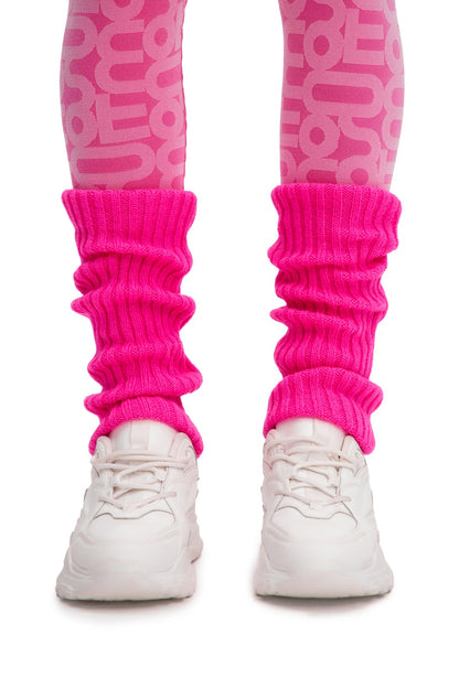 Fuchsia Knitted Leg Warmers - One Size / Pink - Socks