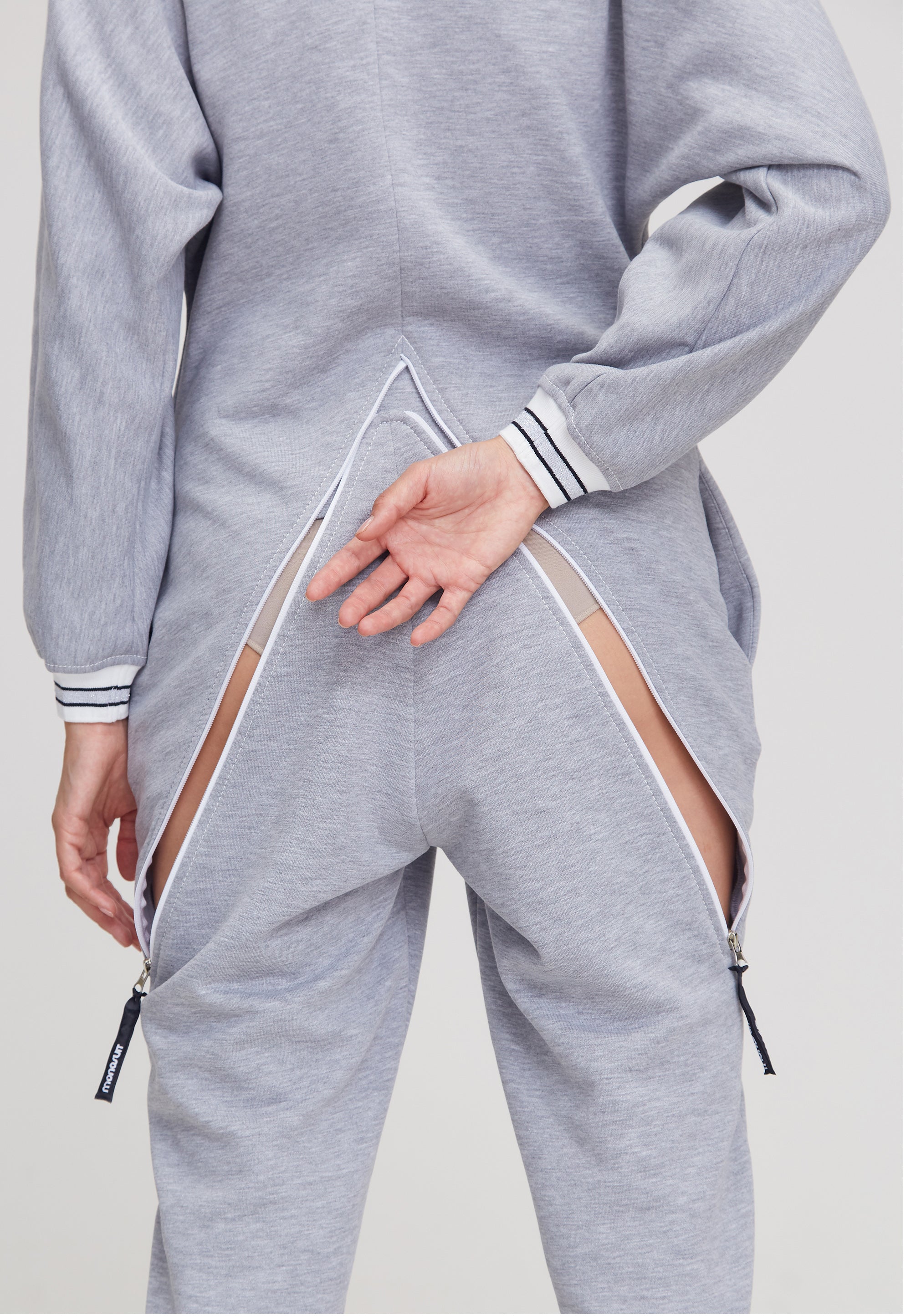 Gray Long Sleeve Casual Zip-Up Bomber Jumpsuit - Jumpsuit