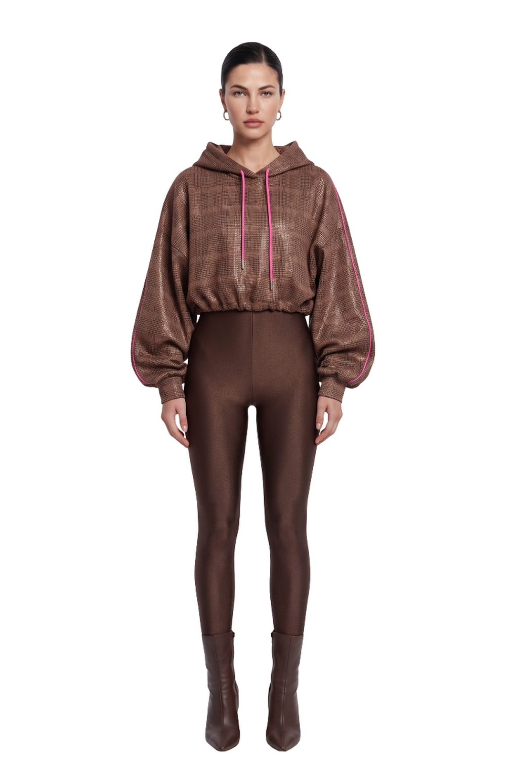 HOODIE Checkered Brown
