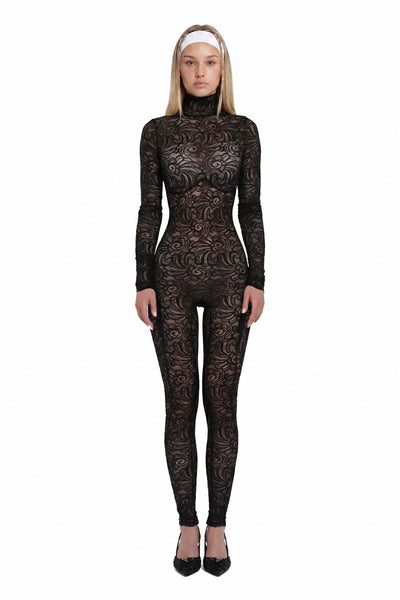 Black Lace Bodysuit Long Sleeve FLEXY – MONOSUIT