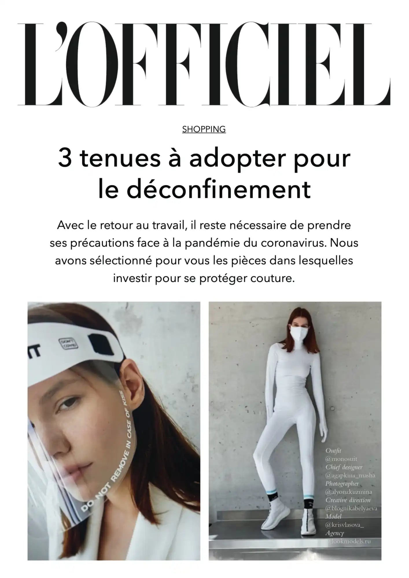 L'Officiel Monosuit protective outfits