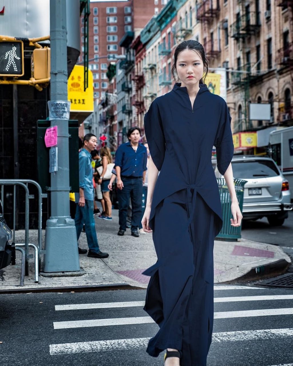 Navy Blue Short Sleeve High Neck Plus Size Japanese Kimono Jumpsuit LEA