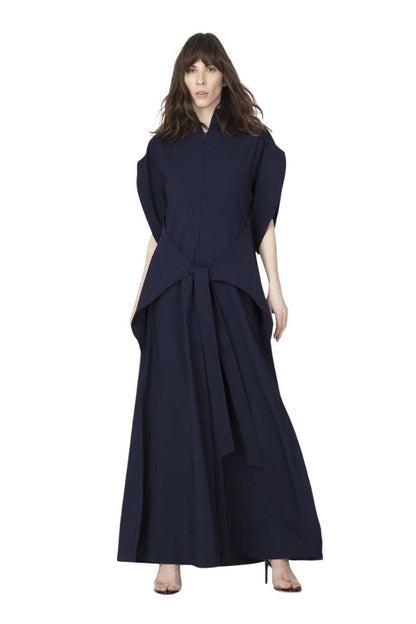 Navy Short Sleeve High Neck Wide-Leg Japanese Kimono