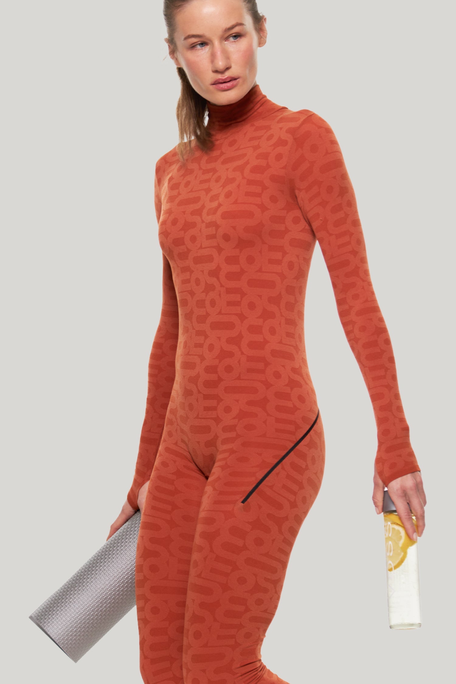 Orange Turtleneck Long Sleeve Full ECO Bodysuit - Bodysuit