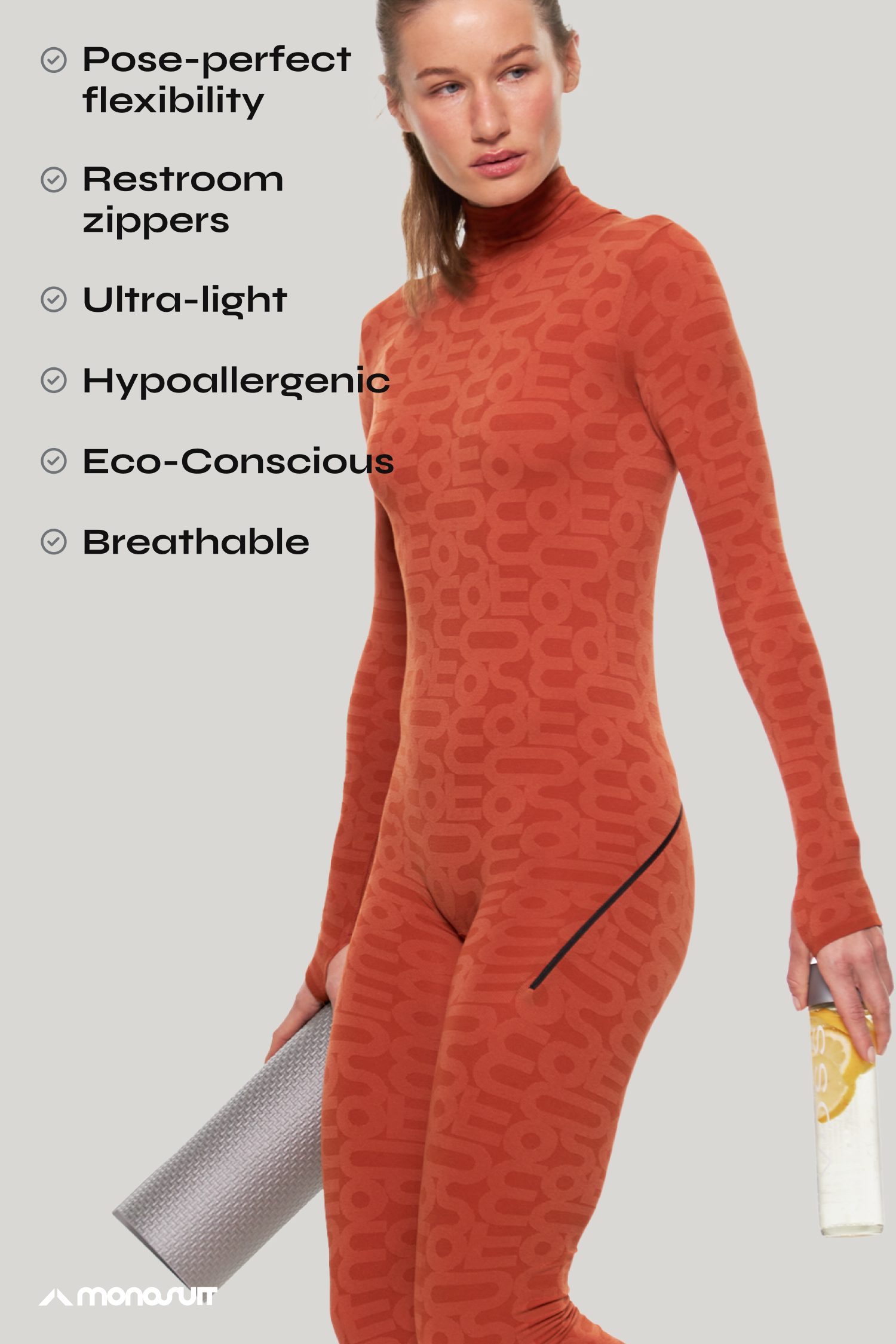 Orange Turtleneck Long Sleeve Full ECO Bodysuit - Bodysuit