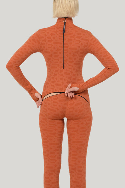 Orange Turtleneck Long Sleeve Full ECO Bodysuit - Bodysuit