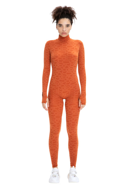 Orange Turtleneck Long Sleeve Full ECO Bodysuit - Bodysuit