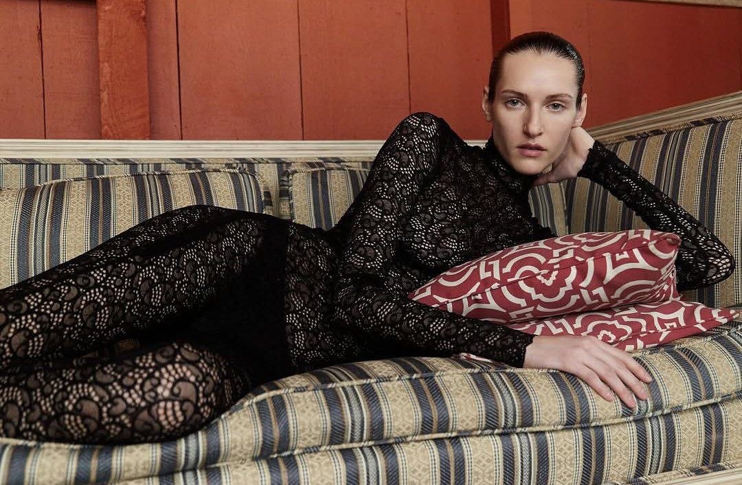 Black Floral Lace Long Sleeve Turtleneck Full Bodysuit